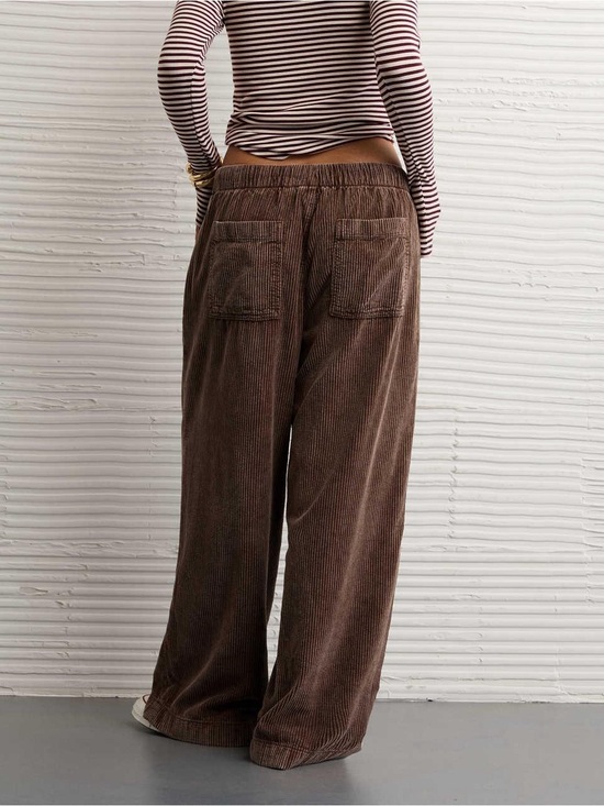 American Eagle Outfitters Pants - American Eagle Stretch Corduroy Low-Rise Baggy Wide-Leg Pants chocolate brown